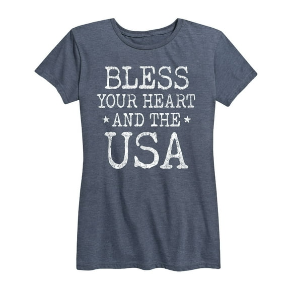 Instant Message - Bless Your Heart And Usa Patriotic Memorial Day - Women's Short Sleeve Graphic T-Shirt