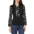 thumbnail image 1 of BLUSA FLORES DE MANGA LARGA CON PANEL CONTRASTANTE PARA MUJERES CHIC INSPIRADA EN NEGRO TALLA S, 1 of 5
