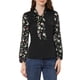 thumbnail image 1 of Blusa Floral de Manga Larga con Panel Contrastante para Mujeres INSPIRE CHIC Negra M, 1 of 5