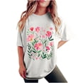 thumbnail image 4 of pwebopa Women's Trendy Oversized T Shirt Floral Graphic Tee Crewneck Short Sleeve Loose Cute Going Out Summer Tops, 4 of 6