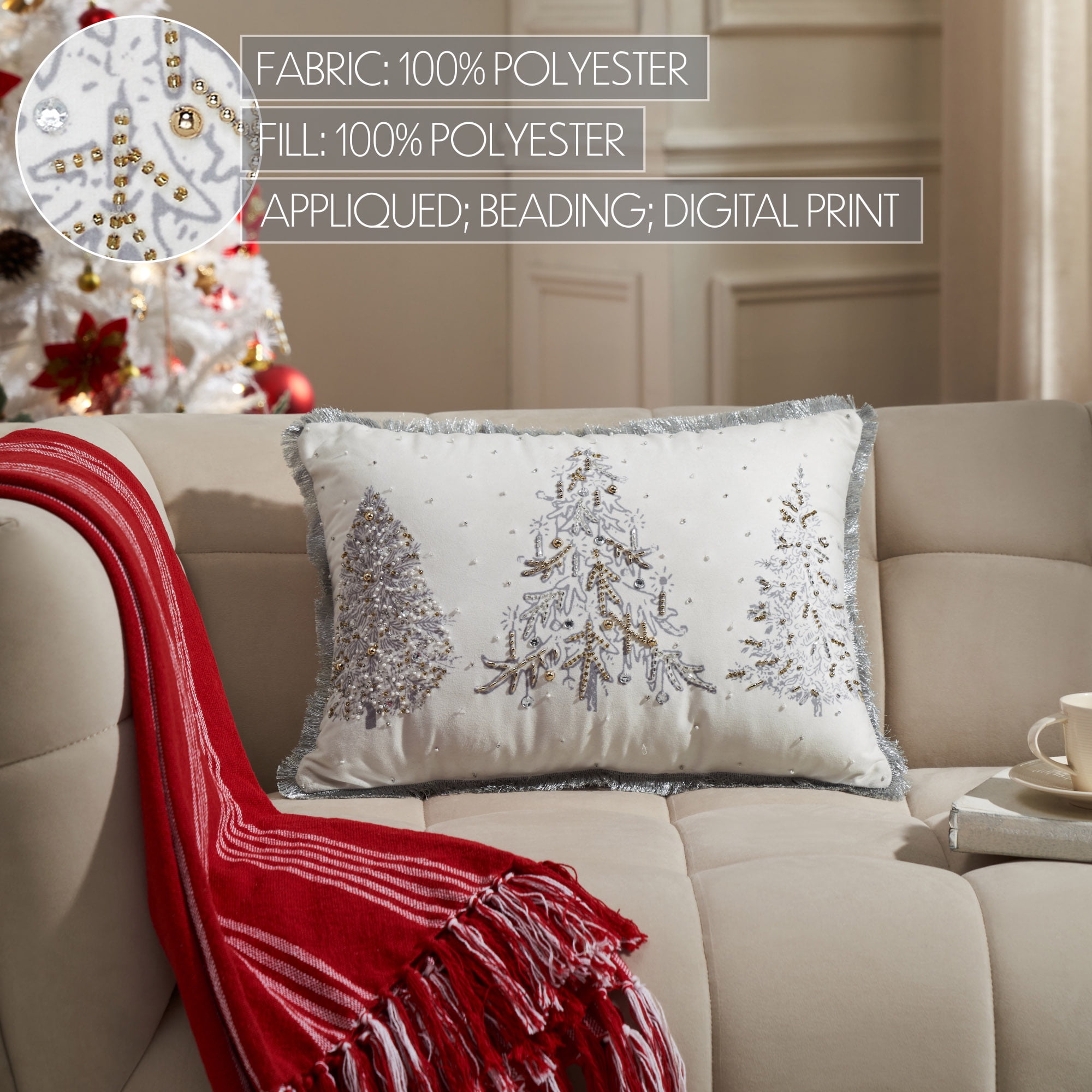 VHC Brands Christmas Embroidered Pillow - Thumbnail 4
