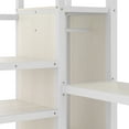 thumbnail image 5 of Queen Size Loft Bed Frame with Built-in Wardrobe, Heavy-Duty Metal Loft Bed with L-shaped Desk and USB, LED, High Loft Bed  for Adults, No Box Spring Needed, White, 5 of 7
