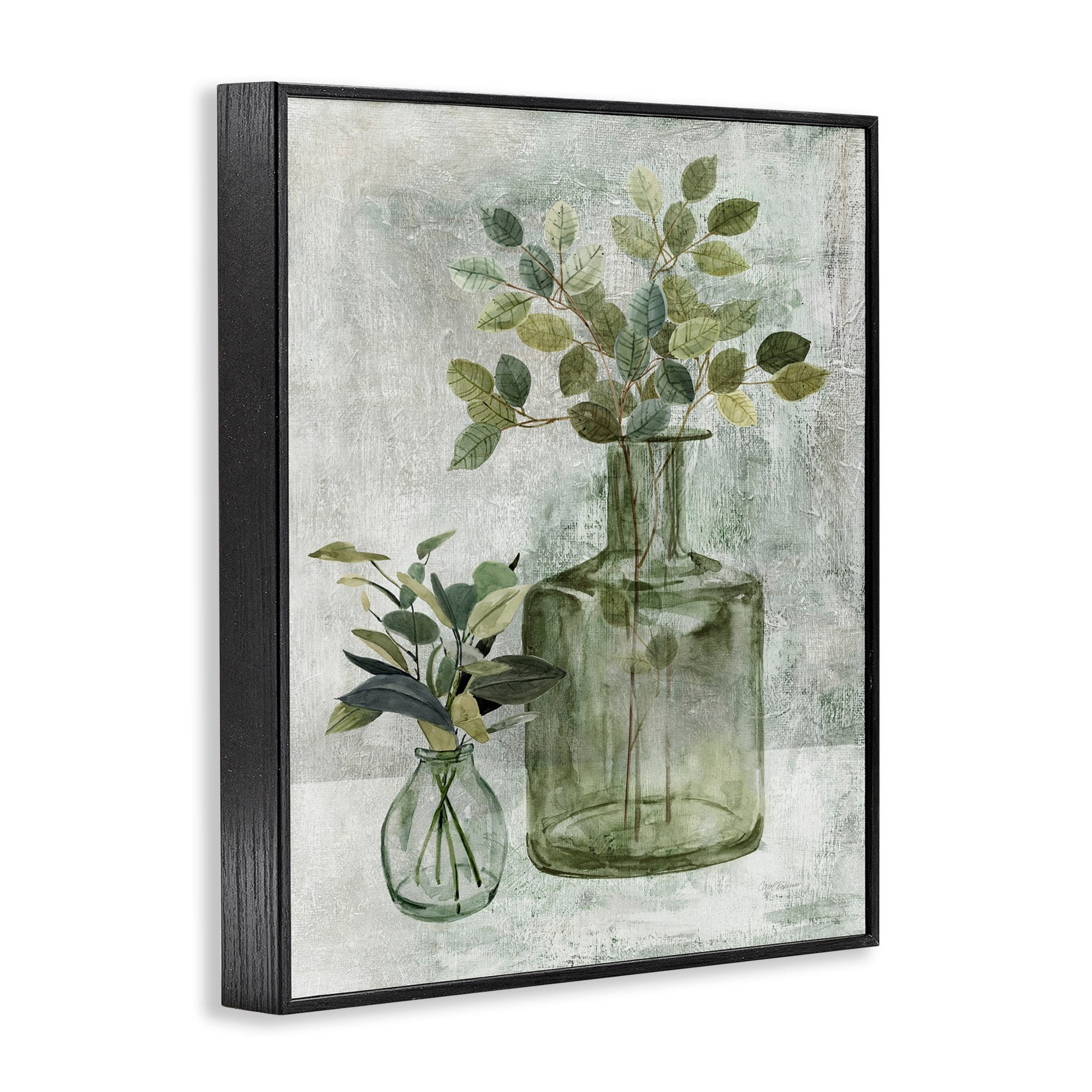 Stupell Industries Herbal Plants Green Leaves Country Vase Rustic Painting, 16 x 20, Design by Carol Robinson