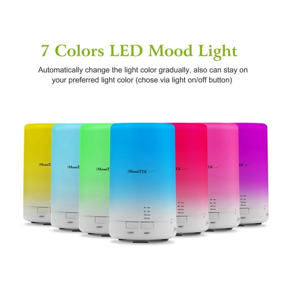 TeqHome Mini Cool Mist Humidifier Ultrasonic Aroma Essential Oil Diffuser With 7 Color LED Lights 4 Timer Settings for Office Home Room Vehicle Study Yoga Spa