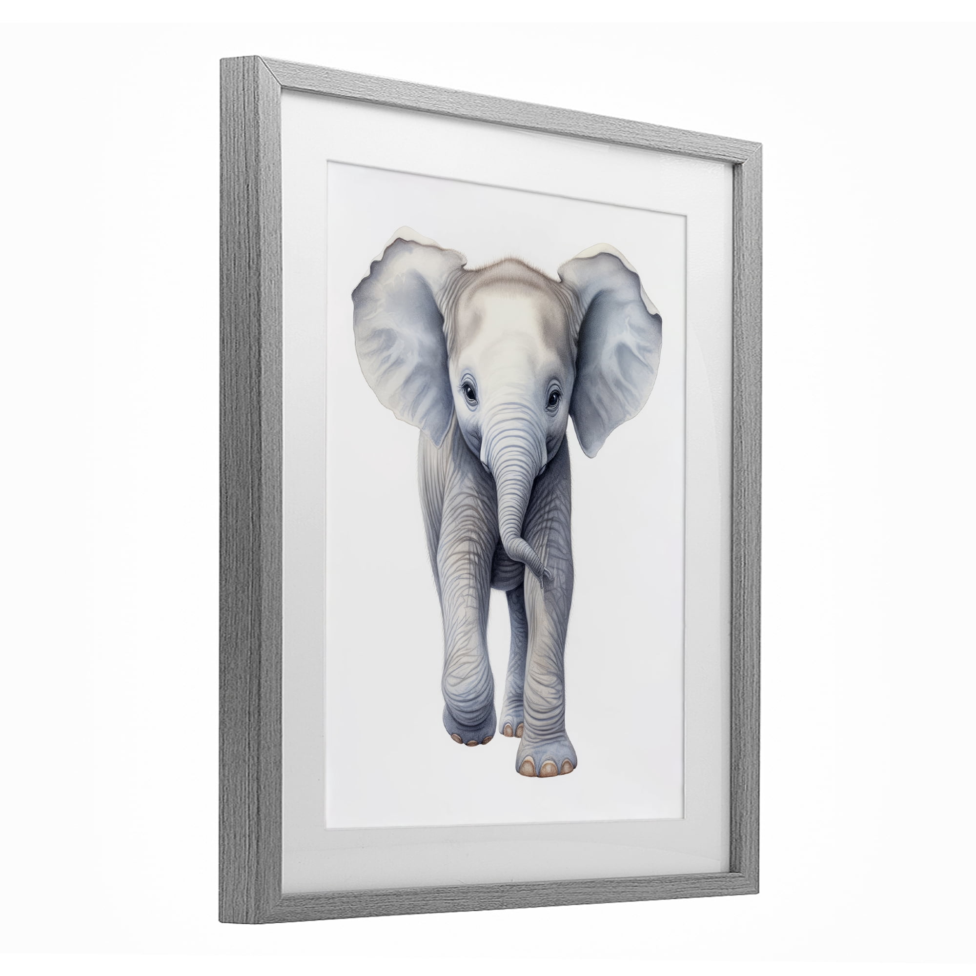 Stupell Industries Big Budding Pachyderm Gray Framed Print Under Glass, design by Ray Powers