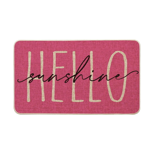 Tapete decorativo de verano Artoid Mode rosa Hello Sunshine, tapete bajo de temporada para primavera, alfombra para interiores y exteriores de 43 x 74 cm