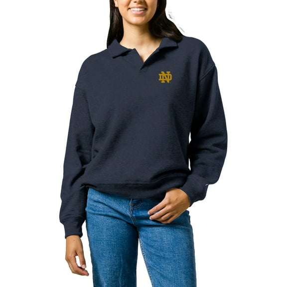 Women's League Collegiate Wear  Heather Navy Notre Dame Fighting Irish Victory Springs Tri-Blend Collared Pullover