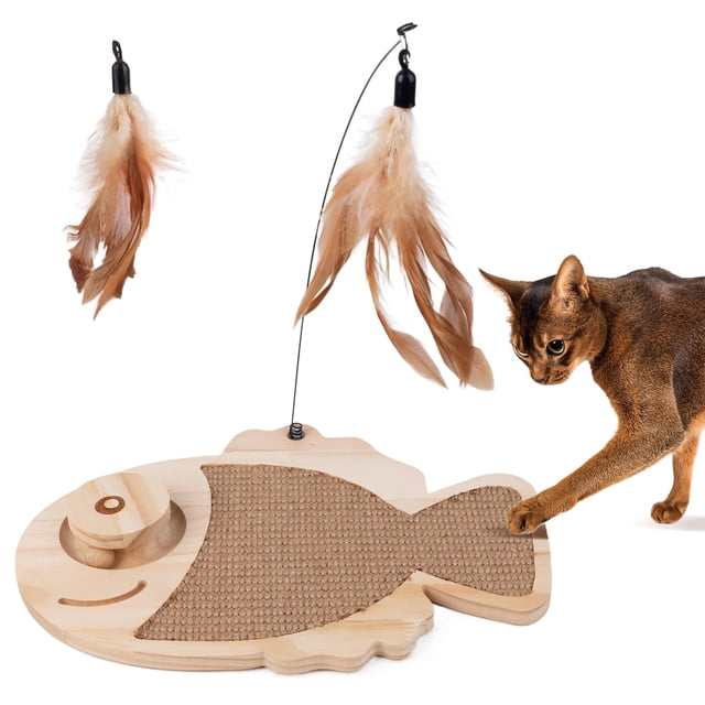 Rascador para Gatos PAWISE en Forma de Pez de Sisal 36x26 cm