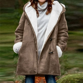 Women's Winter Warm Sherpa Lined Suede Leather Longline Coat with