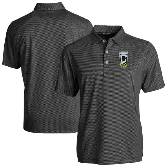 Men's-Cutter & Buck  Black Columbus Crew Big & Tall Pike Eco Symmetry Print Stretch Recycled Polo