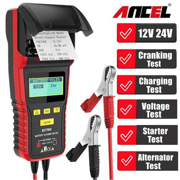 ANCEL BST500 12V&24V Car Battery Charging Tester Analyzer With Printer Heavy Duty Truck Car Battery Test Auto Diagnostic tool