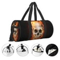 thumbnail image 5 of Xecao Satanic Skull print Round Travel Duffel Bag is a foldable gym bag with an inner pocket, perfect for travel sports, 5 of 8
