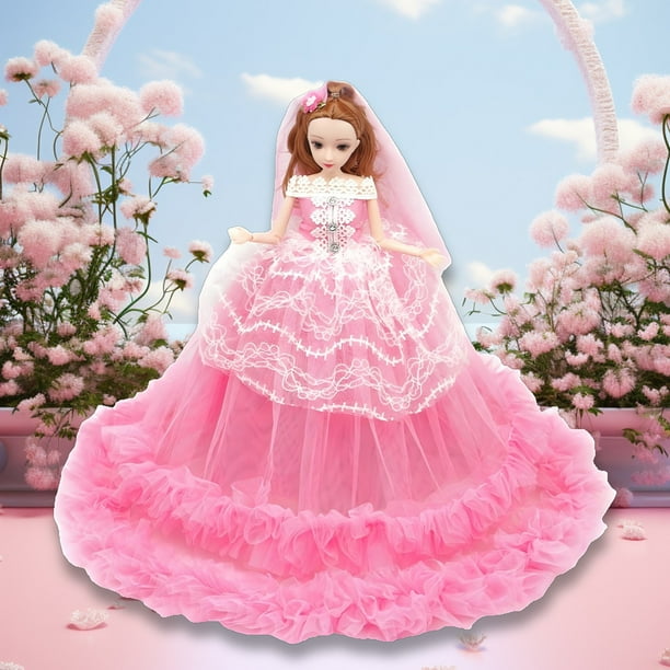 Fiudx Ofertas flash del día Vestido de novia grande de 15 pulgadas, muñeca de princesa, caja de regalo de juguete para niñas pequeñas, juguetes para niños, adornos familiares, regalos de cumpleaños f
