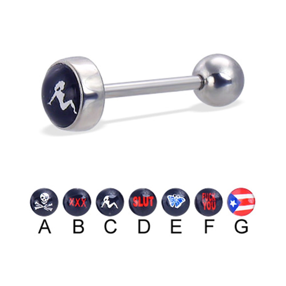 16mm Material Value Pack Surgical Steel Barbell With 5 Different Red Skull Design Balls Tongue Bar Piercing Thickness 1.6mm Length Surgical Steel 