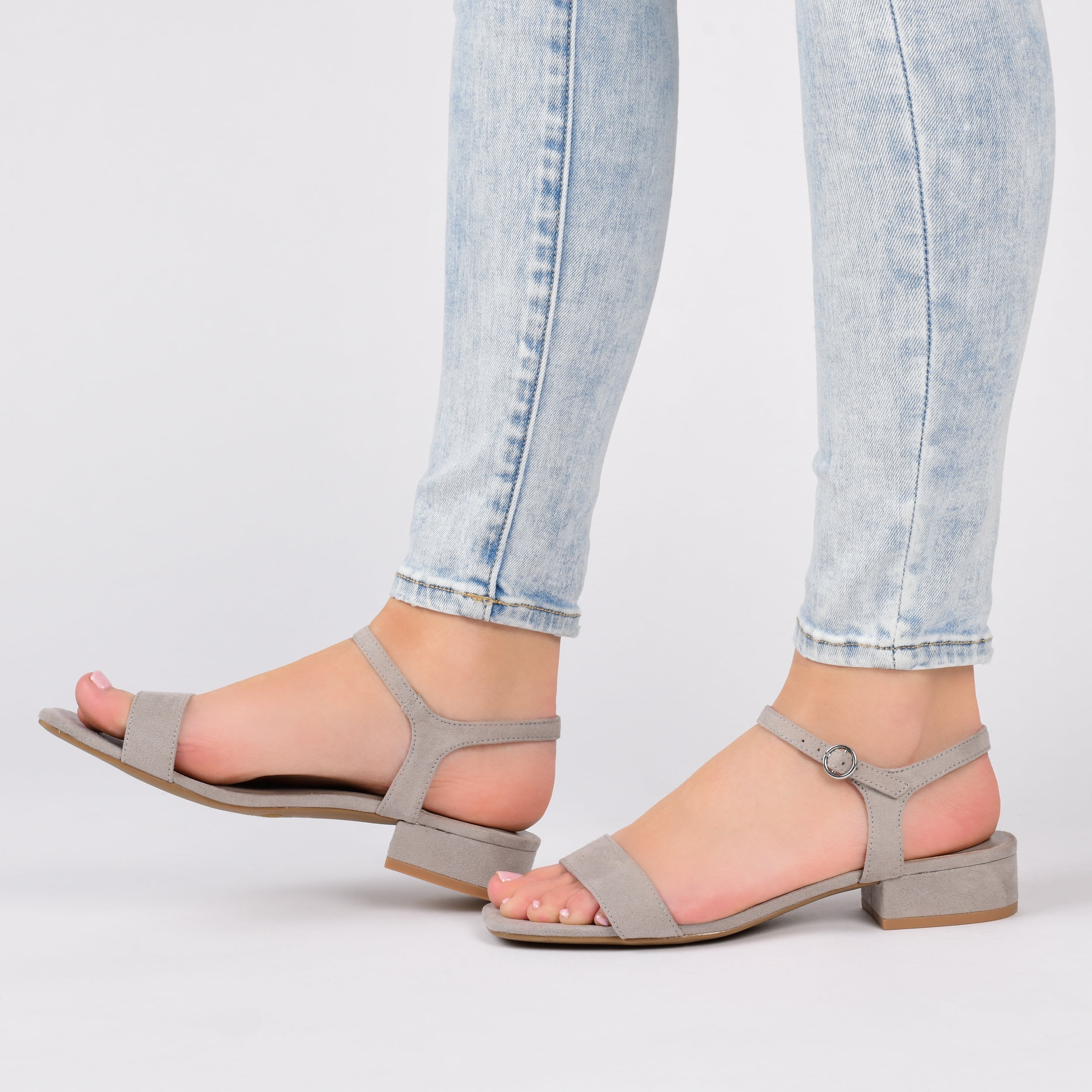 Journee Womens Beyla Open Square Toe Flat Sandals