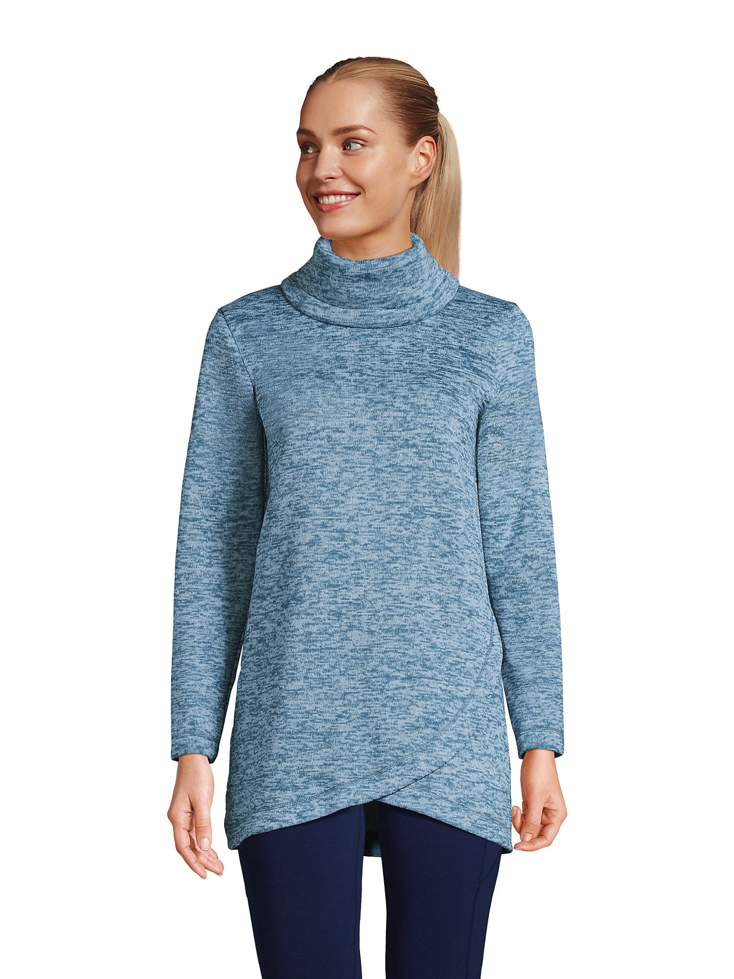 lands end sweater fleece cowl neck tunic