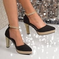 thumbnail image 6 of HomeDM Platform Closed Toe Heels for Women Pointy Toe Buckle Ankle Strap Dress Wedding Pumps Shoes, Black Size 9.5, 6 of 9