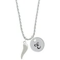 thumbnail image 1 of Delight Jewelry Good Luck Italian Horn Silvertone Script Initial Disc - E - Charm Necklace, 20"+3", 1 of 4