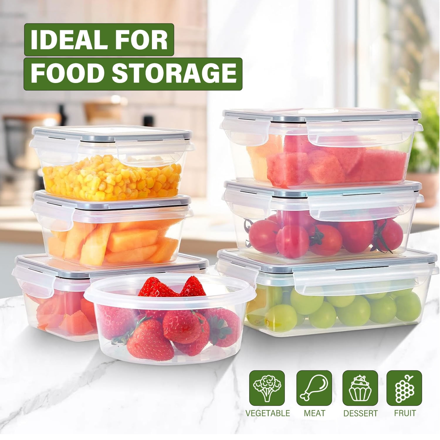 Stelive 56 Pack Food Storage Container Set, Leak Proof Lunch Boxes, Microwave, Dishwasher & Freezer Safe, BPA-Free Clear Plastic Storage Containers for Home & Kitchen Organization with Labels & Pen