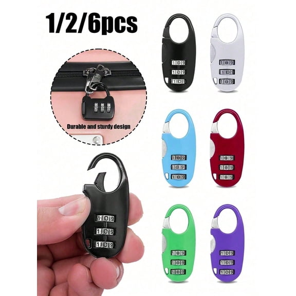 3PCS Random Color Mini Colorful Locks With Keys For Suitcase And Luggage 3 Digit Code Anti Theft Lock Portable Travel Luggage Lock For Suitcases Backpacks Gym Bags Lockers Metal Cons