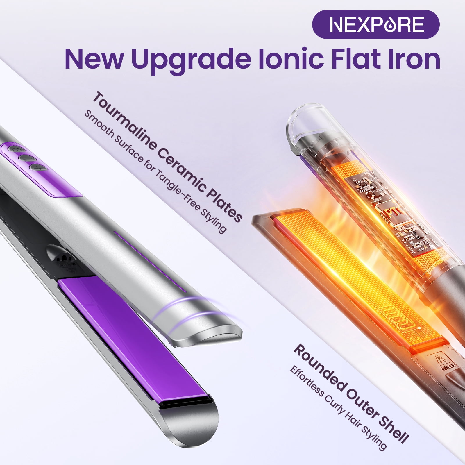 NEXPURE Ceramic Flat Iron 1 Inch with 3D Floating Plates Fast