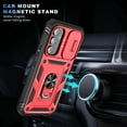 thumbnail image 6 of Rugged for Samsung Galaxy A34 5G Case with Camera Lens Sliding Cover Protective Phone Case with Rotated Ring Holder Stand, Heavy Duty Shockproof Magnetic Car Mount Case for Galaxy A34 5G, Red+Black, 6 of 10