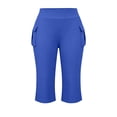thumbnail image 3 of Plus Size Cargo Capris for Women Elastic Waist Slim Fits Yoga Capri Leggings, Stretch Workout Hiking Sports Cropped Pants, 3 of 7