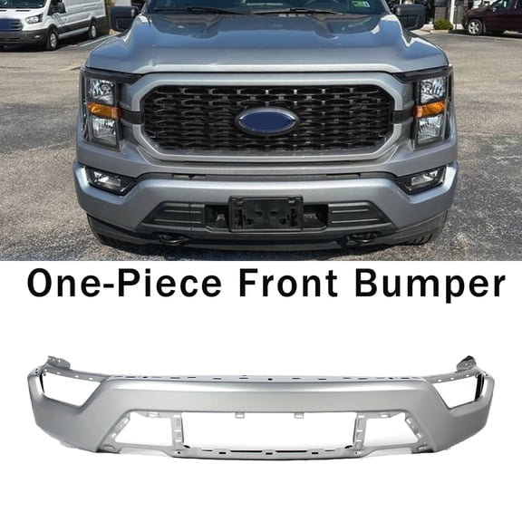 For 2021-2023 Ford F-150 F150 Iconic Silver Front Bumper Face Bar W/O Sensor Holes
