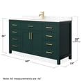 thumbnail image 5 of Wyndham Collection Beckett 60" Wood Single Bathroom Vanity in Green/Gold, 5 of 6