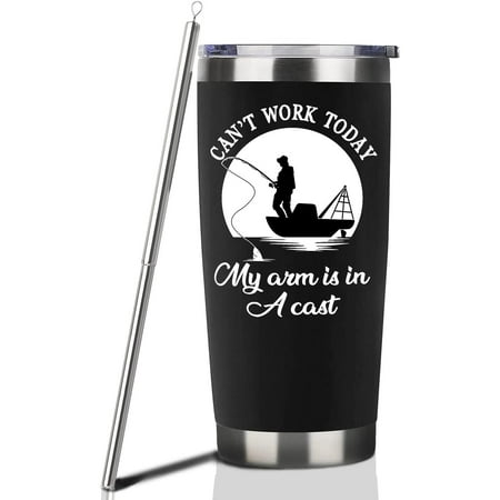 

Fishing Gifts For Men Gifts for Fathers Day 20oz Black Fishing Travel Tumbler Birthday Christmas Present For Men Dad Grandpa Uncle Boyfriends Fishing Lover Travel Cup With Lid Straw