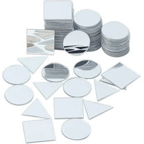PH 150pcs 3 Shapes Mirrors Tiles Mirror Mosaic Tiles Self Adhesive Mirror Wall Stickers for Crafts Making Home Decoration (Triangle Square Flat Round)