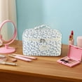 thumbnail image 2 of Floral Makeup Bag Set - Large Quilted Cosmetic Bag for Women, Cute Cotton Travel Toiletry Organizer with Coquette Style Design, Multi-Purpose Pouch, 2 of 5