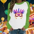 thumbnail image 1 of Xuyuer Mardi Gras Shirts for Women Shirt Funny Mask Graphic Tee Carnival Long Sleeve Shirt V Neck Top, 1 of 6