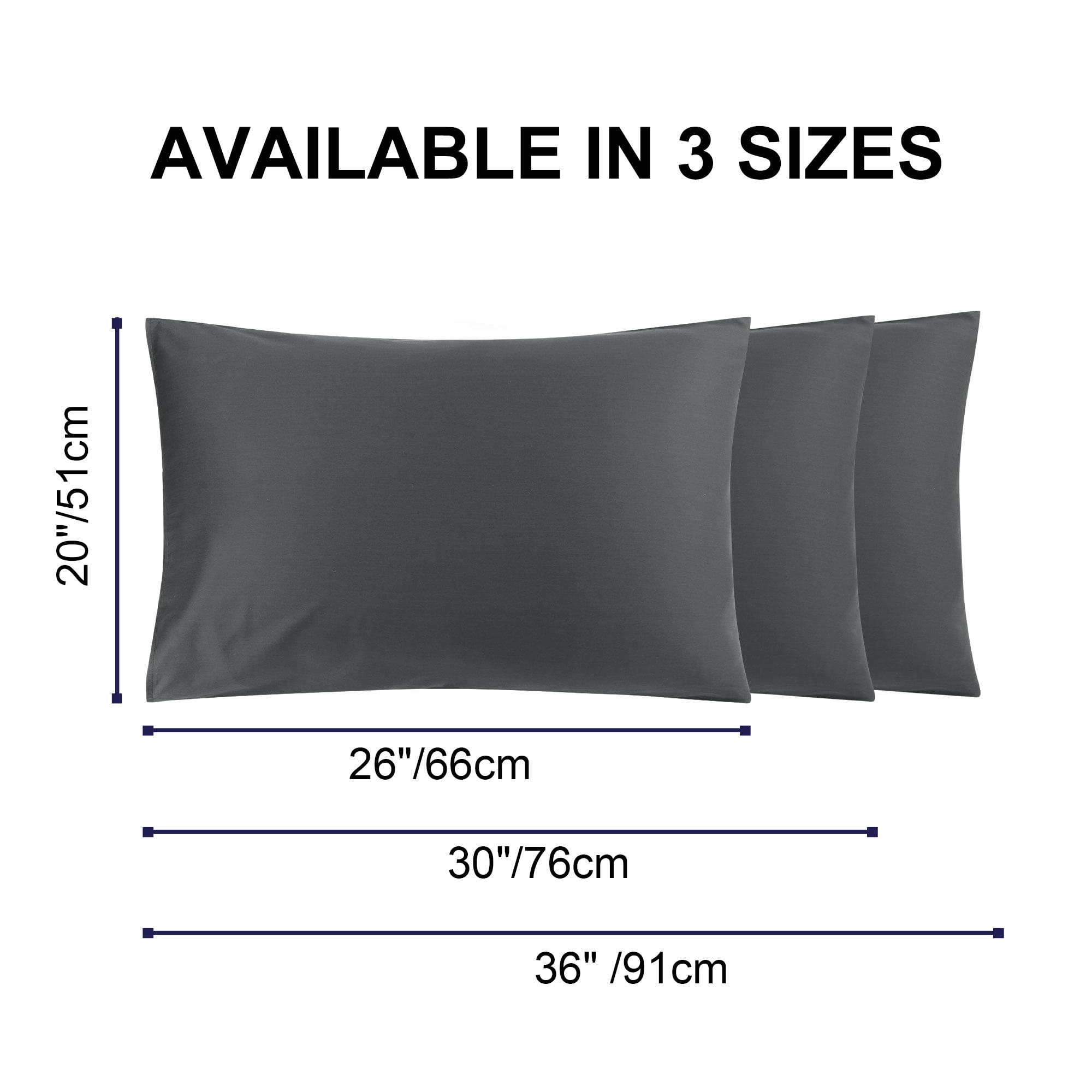 Unique Bargains Breathable Cotton Envelope Closure Pillowcases 2 Pcs Dark Gray King