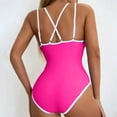 thumbnail image 7 of QUNYINEY Pink One Piece Swimsuit Women Tummy Control Slimming Bathing Suits Beach Push Up V Neck One-Piece Swimsuits, 7 of 7