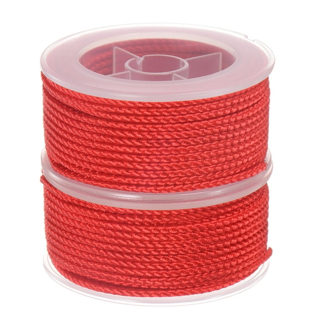 Unique Bargains 2 Paquets Fil de Nylon Ficelle Perlage Cordon 2 mm Nylon Tressé Extra-Résistant Corde d'Artisanat 11 M/36 Pieds, Rouge