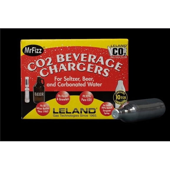 Leland 30407-6 8 g Mr. Fizz Seltzer Charger Cartridges, 10 Pack per Box
