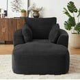 thumbnail image 3 of Oversized Corduroy Chaise Lounge Chair In Neutral Colour Comfy 1 Seat Sofa Couch For Living Room Dorm Apartment, 3 of 7