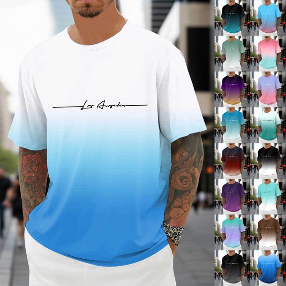Mens Workout Shirts Cotton Comfortable Loose Fit Crewneck Holiday Tees Clothes 4xl Athletic Fit Plain & Logo Basic T-Shirt for Men