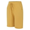 thumbnail image 5 of vigerkar Wide Leg Linen Shorts for Women Elastic Drawstring High Waisted Bermuda Shorts Casual Loose Summer Soft Lounge Short Yellow, S, 5 of 6