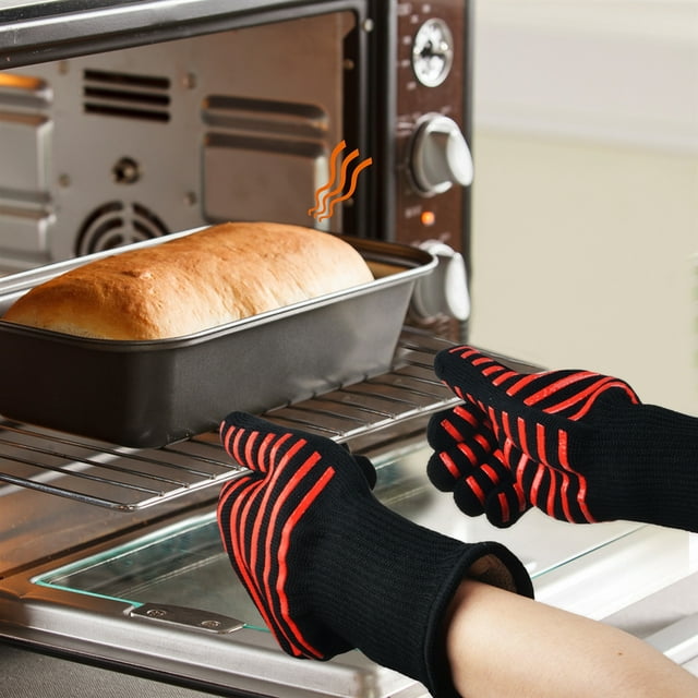 BBQ Gloves, Heat Resistant Grill Gloves Anti-Slip Aramid Fiber Grilling Gloves 923°F 14" Long Sleeves Oven Gloves Mitts for Outdoor Cooking Oven BBQ Grill