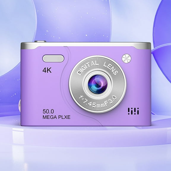 HD Digital Camera with 50MP and 8X Zoom, LCD Portable Camera with Electronic Stabilization, Compact CCD Camera for Photography Enthusiasts(Purple)