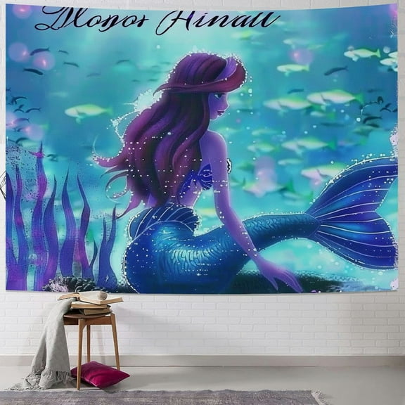Autua Mermaid Quote Tapestry Wall Hanging Unique Style Graphic Tapestries for Home Decor Living Room Bedroom Dorm Farmhouse - Soft Lightweight Fabric Multiple Sizes Available 40x30inch