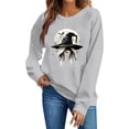 thumbnail image 2 of JOANKDMI Women Fall Graphic Sweatshirt Witch Print Crewneck Long Sleeve Drop Shoulder Oversized Pullover Casual Vintage Halloween Trendy Clothes, 2 of 4