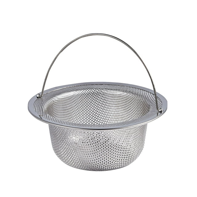 Stainless Steel Kitchen Sink Strainer - Deep Basket, Micro-Perforated Holes - Clog Prevention, Waste Catcher for Standard Sinks