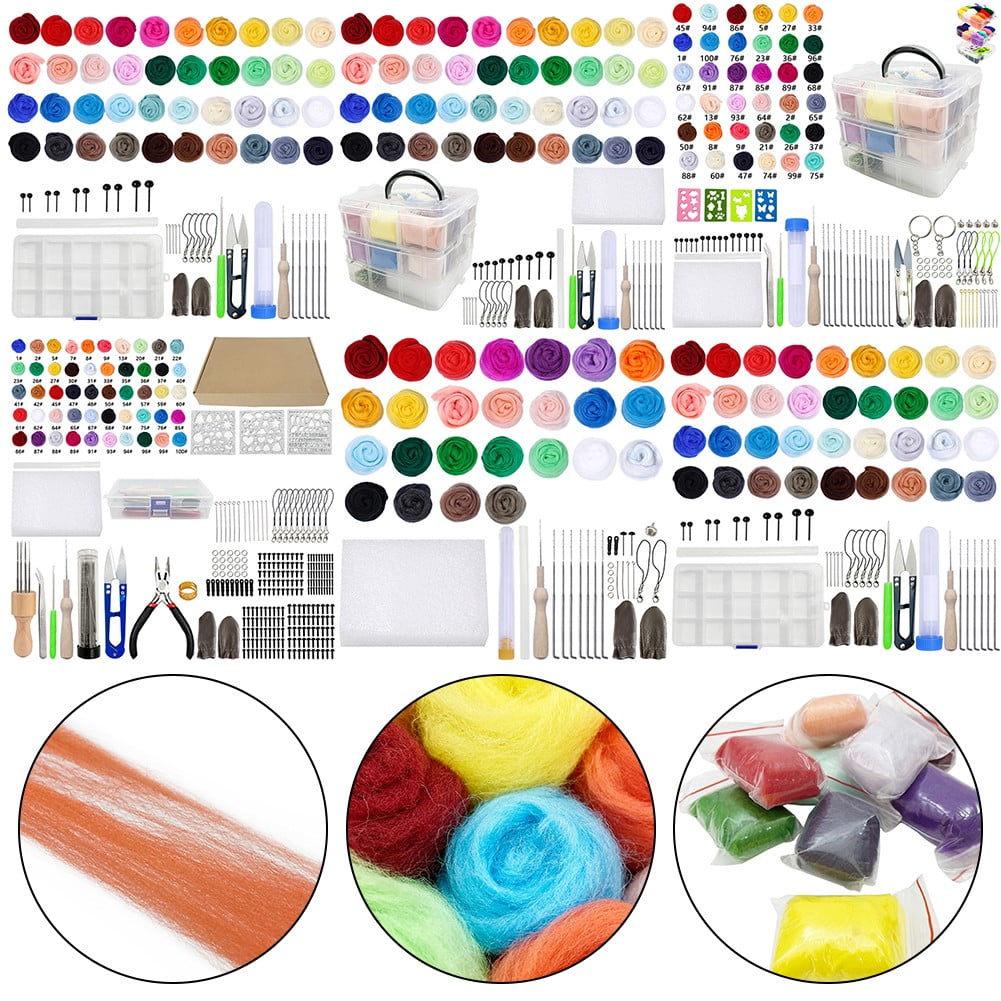 Complete Needle Felting Kit Handmade Wool Felt Material and Essential Tools