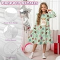 thumbnail image 5 of FKELYI Girl Long Sleeve Dress Hamster Donut Green Print Ruffle Sleeve Crew Neck Trim Dress for Birthday Party A Line Tiered Swing Pactchwork Dresses, 9-10 Y, 5 of 6