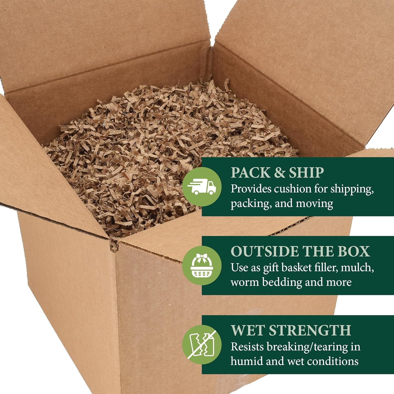 Garden Products Confetti Cut Kraft Paper Shred Filler, Recyclable Packing for Packaging, Shipping, Moving, Cushioning, Gift Baskets, Gift Wrapping, Holidays, and Crafts, 10 lb