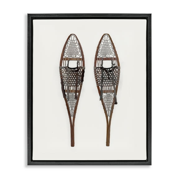 Stupell Industries Minimal Winter Snow Shoes Sports Painting Black Floater Framed Canvas Art Prints Wall Art, 17 x 21