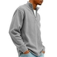thumbnail image 4 of Mens Corduroy Quarter Zip Pullover Mock Neck Long Sleeve Sweatshirt Casual Loose Fall Top Gray M, 4 of 6